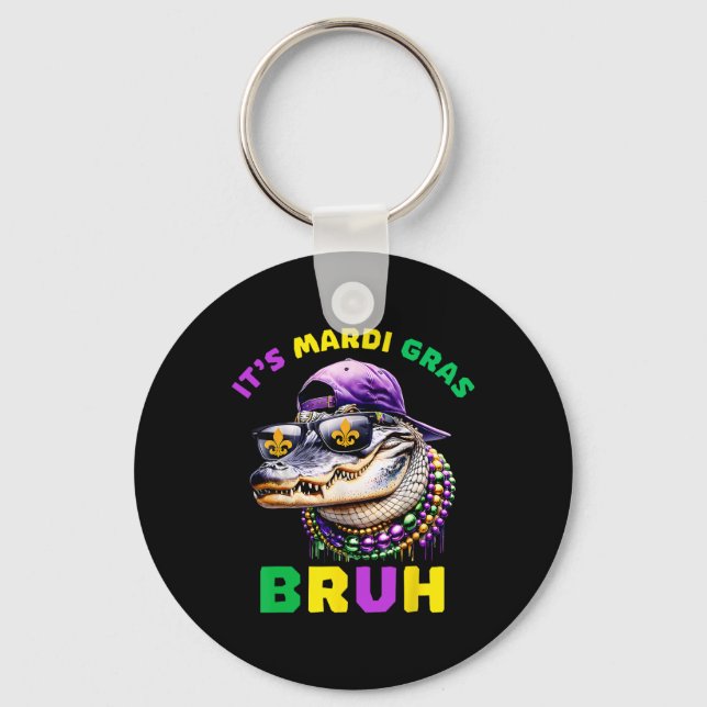 It's Mardi Gras Bruh Marigator Alligator Mardi Gra Key Ring (Front)