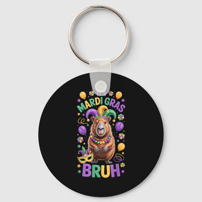 It's mardi gras bruh meme capybara mardi gras  key ring (Front)