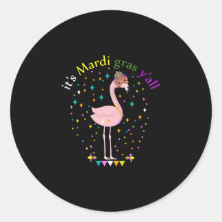 Its Mardi Gras Funny Mask Flamingo Lover Classic Round Sticker
