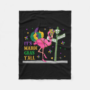 Its Mardi Gras Y'all Flamingo Costume Girls Women Fleece Blanket