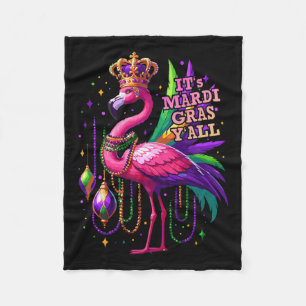Its Mardi Gras Y'all Flamingo Costume Girls Women Fleece Blanket