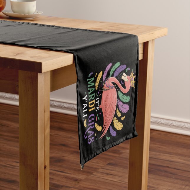 Its Mardi Gras Y'all Flamingo Costume  Short Table Runner (In Situ)