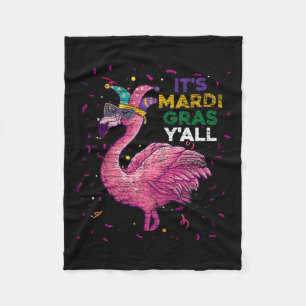 Its Mardi Gras Yall Flamingo Fleece Blanket