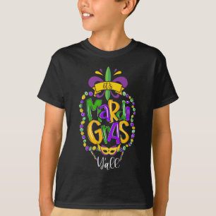 Its Mardi Gras Yall Funny Mardi Gras Party Mask Co T-Shirt