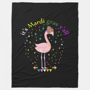 Its Mardi Gras Yall Funny Mask Flamingo Lover Fleece Blanket