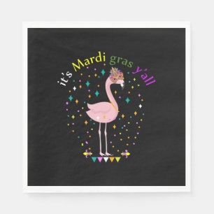 Its Mardi Gras Yall Funny Mask Flamingo Lover Napkin
