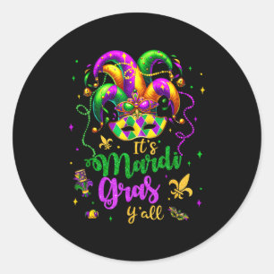 Its Mardi Gras Yall Mardi Gras Party Mask Costume Classic Round Sticker