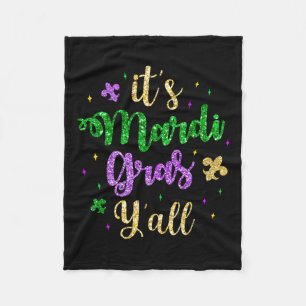Its Mardi Gras Yall Mardi Gras Party Mask Costume  Fleece Blanket