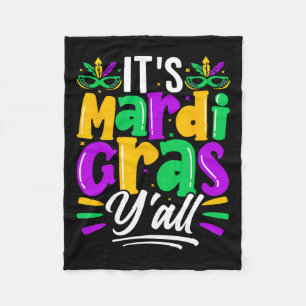 Its Mardi Gras Yall Mardi Gras Party Mask Costume  Fleece Blanket