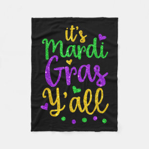 Its Mardi Gras Yall Mardi Gras Party Mask Costume Fleece Blanket