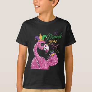 It's Mardi Gras Yall Shenanigan Beans Flamingo T-Shirt