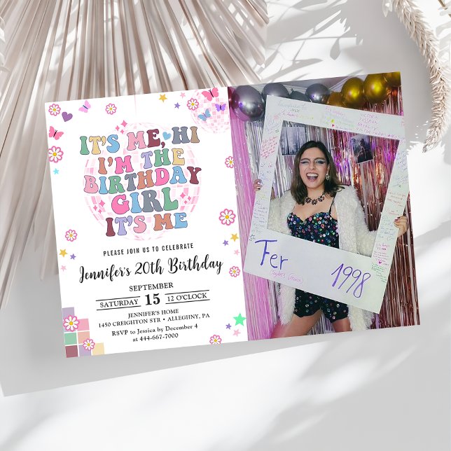 Its me, Hi Groovy Disco Eras Birthday Party Photo Invitation (Creator Uploaded)