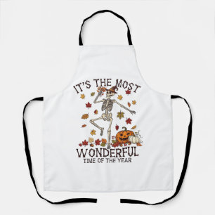 Its Most Wonderful Dancing Skeleton Halloween Witc Apron
