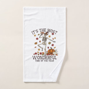 Its Most Wonderful Dancing Skeleton Halloween Witc Hand Towel