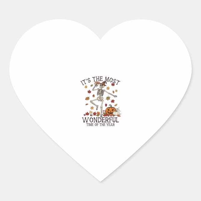 Its Most Wonderful Dancing Skeleton Halloween Witc Heart Sticker (Front)