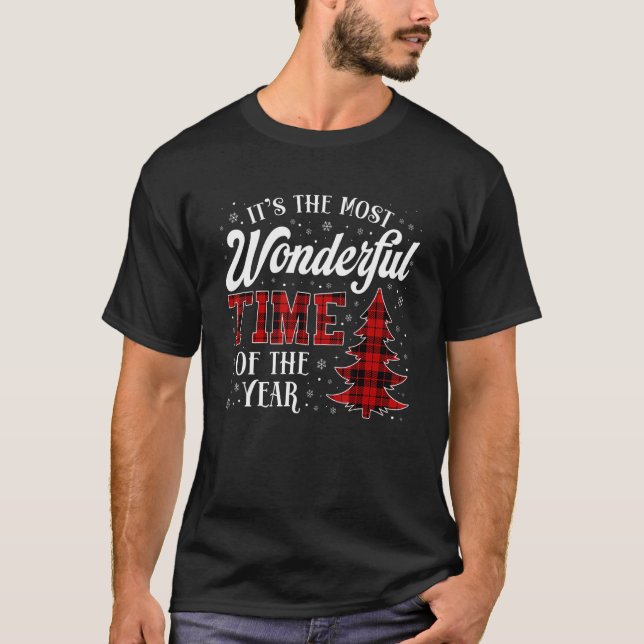 It's Most Wonderful  Time Of The Year Red Plaid Tr T-Shirt (Front)
