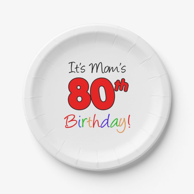 It's Mum's 80th Birthday Paper Plates (Front)