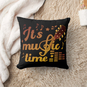 It's Music Time, Gold Guitar Musical  Cushion