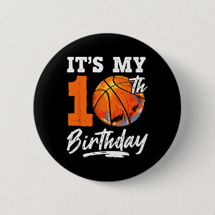 It's My 10th Birthday 10 Yr Bysketbyll Birthday Bo 6 Cm Round Badge
