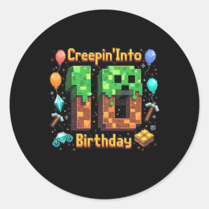 It's My 10th Birthday Boy Gamer Creepin’ Into 10 G Classic Round Sticker