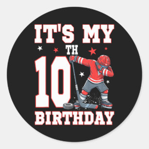 It's My 10th Birthday Boy Ice Hockey Dabbing 10 Ye Classic Round Sticker