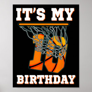 It's My 10th Birthday Bysketbyll Boy Party 10 Year Poster