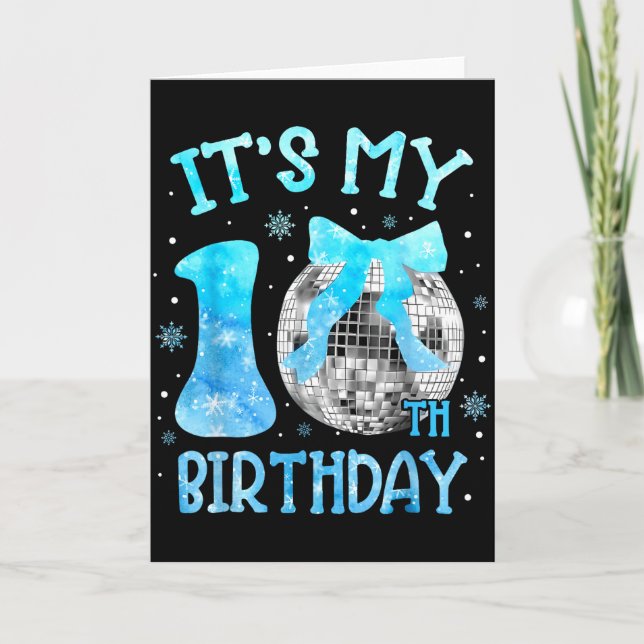 Its My 10th Birthday Coquette Bow Disco 10 Year Ol Card (Front)