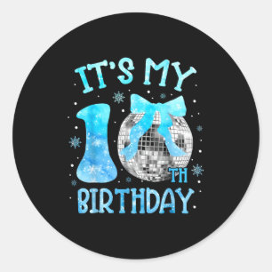 Its My 10th Birthday Coquette Bow Disco 10 Year Ol Classic Round Sticker