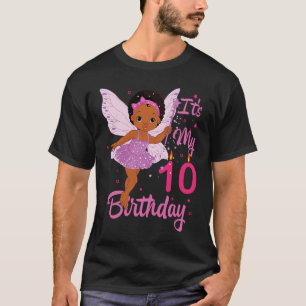 It's My 10Th Birthday Cute Girl Black Kids 10 Year T-Shirt
