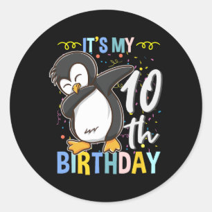 Its My 10th Birthday Dabbing Penguin  Classic Round Sticker