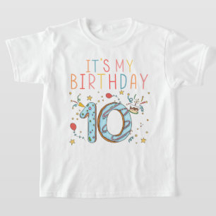 It's My 10th Birthday Funny Doughnut Girls Boys Pa T-Shirt