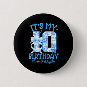 It's My 10th Birthday Girl Blue Coquette Bow 10 Ye 6 Cm Round Badge