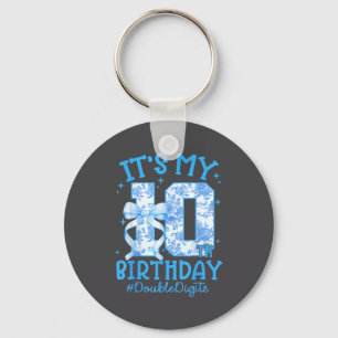 It's My 10th Birthday Girl Blue Coquette Bow 10 Ye Key Ring