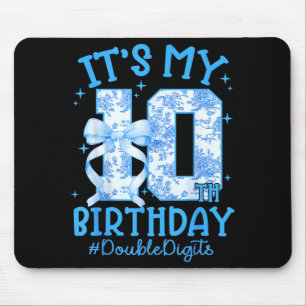 It's My 10th Birthday Girl Blue Coquette Bow 10 Ye Mouse Pad