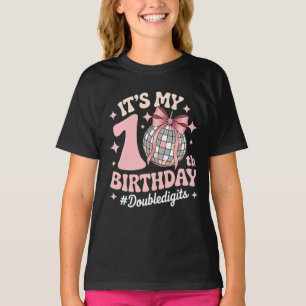 It's My 10th Birthday Girl Double Digits Bow Disco T-Shirt