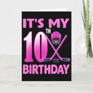 It's My 10th Birthday Girl Ice Hockey 10 Year Old  Card