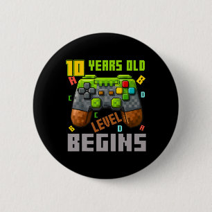 It's My 10th Birthday Pixel Gaming Controller 10 Y 6 Cm Round Badge