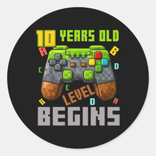 It's My 10th Birthday Pixel Gaming Controller 10 Y Classic Round Sticker