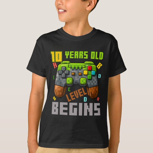 It's My 10th Birthday Pixel Gaming Controller 10 Y T-Shirt (Front)
