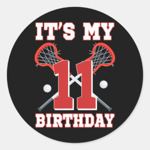 It's My 11th Birthday 11 Year Old Lacrosse Player  Classic Round Sticker