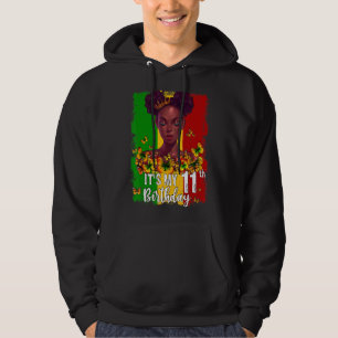 It's My 11th Birthday 11 Years Old Black Melanin W Hoodie