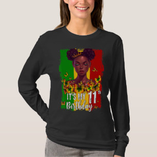 It's My 11th Birthday 11 Years Old Black Melanin W T-Shirt