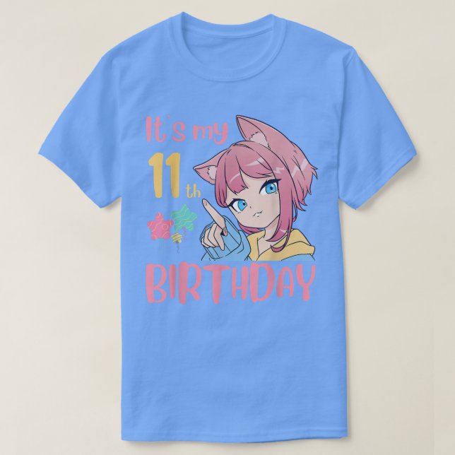 It's My 11th Birthday Anime Birthday Girl 11 Years T-Shirt (Design Front)