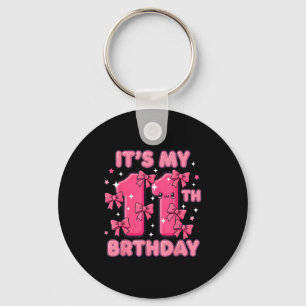 It's My 11th Birthday Coquette Bow Girl Cute 11 Ye Key Ring