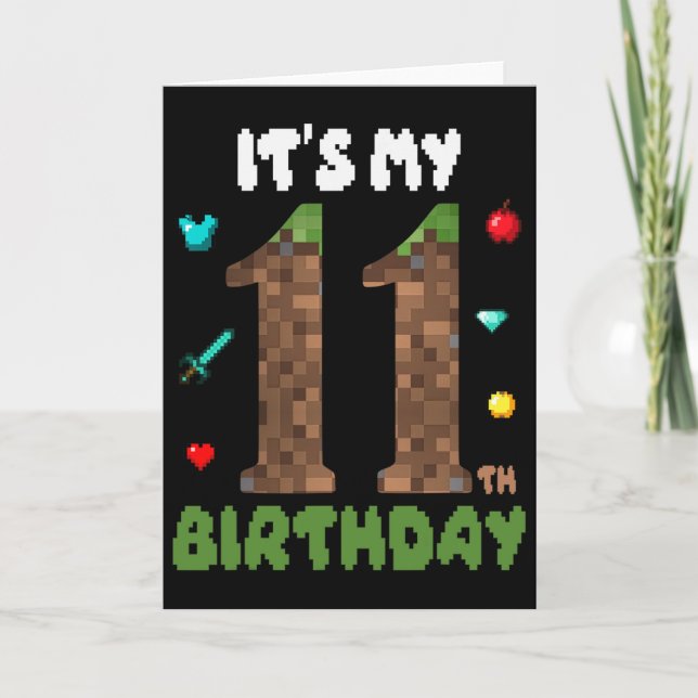 Its My 11th Birthday Funny 11 Yrs Old Video Gamer  Card (Front)