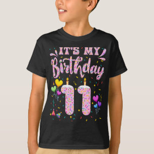 It's My 11th Birthday Girl Doughnut Happy 11 Years T-Shirt