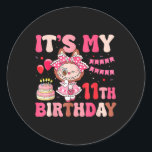 Its My 11th Birthday Girls Kids Teens Labubu Bday  Classic Round Sticker<br><div class="desc">Its My 11th Birthday Girls Kids Teens Labubu Bday</div>