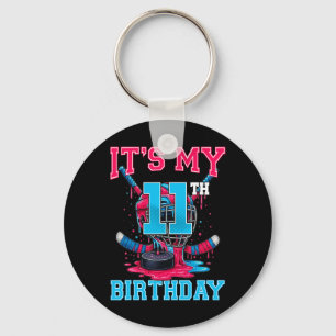 It's My 11th Birthday Hockey 11 Year Old Ice Cream Key Ring