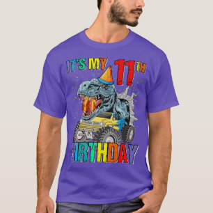 It's My 11th Birthday Monster Truck Dinosaur Boys T-Shirt
