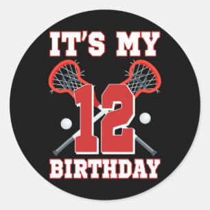 It's My 12th Birthday 12 Year Old Lacrosse Player  Classic Round Sticker